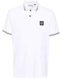 Stone Island - Slim Fit Ribbed Collar Polo With Contrasting Stripes - Lyst