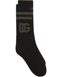 Dolce & Gabbana - Cotton Socks With Dg Jacquard Logo - Lyst