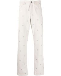 Martine Rose Floral-print Straight-leg Jeans - White