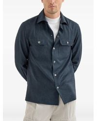 Brunello Cucinelli - Virgin-Wool Flannel Overshirt With Spread-Collar And Chest-Pockets - Lyst