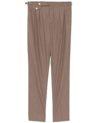 Brunello Cucinelli - Cotton Crêpe Batavia Trousers With Reversed Double Pleats And Waist Tabs - Lyst
