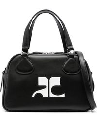 Courreges - Logo-appliqué Leather Bowling Bag - Lyst