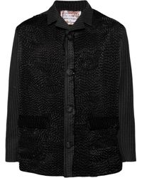 By Walid - Embroidered Pinstriped Shirt Jacket - Lyst