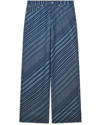 KENZO - Diagonal Stripe Cotton Trousers - Lyst