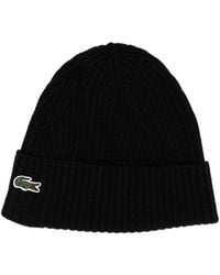 Lacoste - Rib Knit Brushed Wool Beanie - Lyst