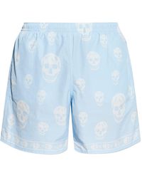 McQueen - Skull Print Swim Shorts - Lyst