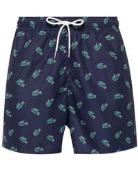 Lacoste - Crocodile-Print Drawstring Swim Shorts - Lyst