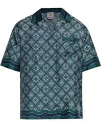 CASABLANCA - Dark Radiating Monogram Short Sleeve Silk Shirt - Lyst