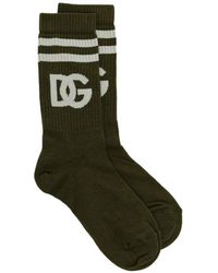 Dolce & Gabbana - Cotton Socks With Dg Jacquard Logo - Lyst