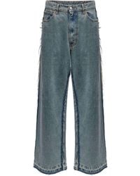 MM6 by Maison Margiela - Relaxed Fit Distressed Wide-Leg Jeans - Lyst