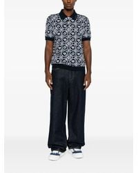 CASABLANCA - Dark Icon Monogram Short Sleeve Polo Shirt - Lyst