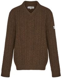 MM6 by Maison Margiela - V-Neck Ribbed Sweater - Lyst