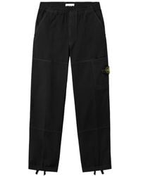 Stone Island - 3100005 Organic Panama Cotton Old-Effect Loose-Fit Cargo Trousers With Elasticated Waistband - Lyst