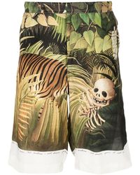 Endless Joy - Forest Graphic-Print Silk Shorts - Lyst