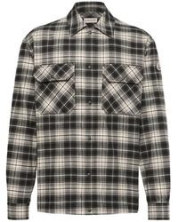 Moncler - Check Cotton Flannel Zip-Up Shirt - Lyst