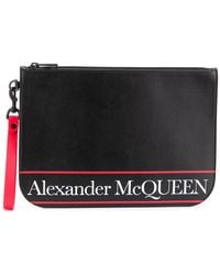 Alexander McQueen - Logo Detail Flat Leather Pouch - Lyst