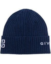 Givenchy - 4G Logo-Embroidered Ribbed-Knit Beanie - Lyst
