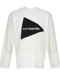 and wander - Logo-Print Crew-Neck T-Shirt - Lyst