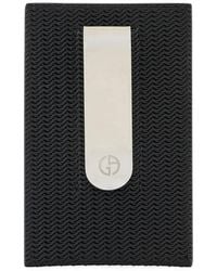 Giorgio Armani - Logo-Plaque Woven Leather Cardholder - Lyst