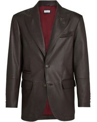 Brunello Cucinelli - Peak-Lapels Leather Blazer - Lyst