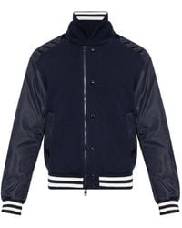 Moncler - Veste Bomber En Maille À Bords Rayés - Lyst