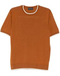 Kiton - Contrast-Trim Fine-Knit T-Shirt - Lyst
