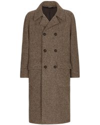 Dolce & Gabbana - Double-Breasted Melange Alpaca Wool Coat - Lyst