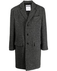 Moschino - Slogan-Print Wool Peacoat - Lyst