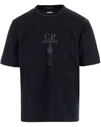 C.P. Company - Mercerized Jersey 30/2 Twisted Short Sleeve Logo T-Shirt - Lyst