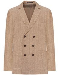 Giorgio Armani - Double-Breasted Linen Jacket - Lyst