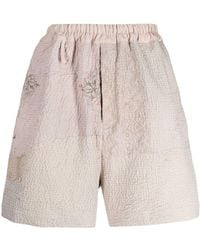 By Walid - Embroidered Linen-Cotton Shorts - Lyst