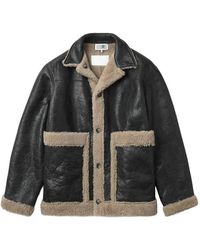 MM6 by Maison Margiela - Lambskin Shearling-Panel Jacket - Lyst