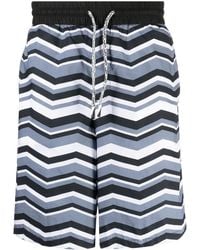 Emporio Armani - Zigzag-print Cotton Track Pants - Lyst