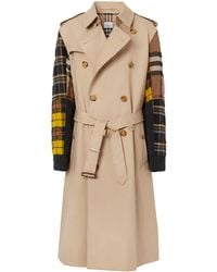 Burberry Patchwork-check Trench Coat - Natural