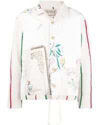 By Walid - Floral-embroidered Buttoned Shirt Jacket - Lyst
