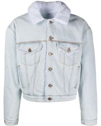 ERL - Faux-Fur Collar Denim Jacket - Lyst