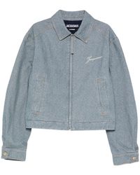Jacquemus - Veste En Jean Zippée À Logo Brodé - Lyst