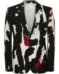 McQueen - Watercolour Logo-print Cotton Blazer - Lyst
