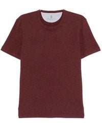 Brunello Cucinelli - Denim-Effect Ribbed Cotton Jersey Crew Neck T-Shirt - Lyst