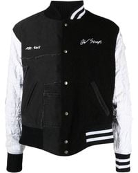 Greg Lauren - Panelled Wool-Cotton Bomber Jacket - Lyst