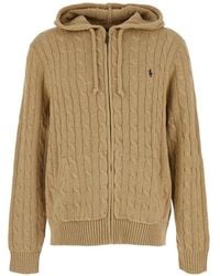 Polo Ralph Lauren - Cable-Knit Zip-Up Hoodie - Lyst