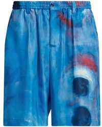 Marni - Painterly-Print Silk Shorts - Lyst