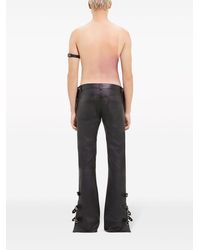 Courreges - Buckle-Detailed Flared Leather Trousers - Lyst