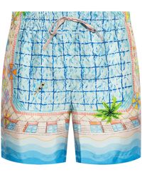 CASABLANCA - Silk Printed Bermuda Shorts - Lyst