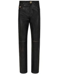 Versace - Distressed Leather Pants - Lyst