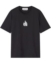 Lanvin - Embroidered "M & D" Logo T-Shirt - Lyst