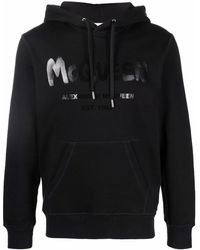 Mens Activewear Alexander McQueen Graffiti Print Cotton Hoodie in Red Green gym and workout clothes gym and workout clothes Alexander McQueen Activewear for Men 