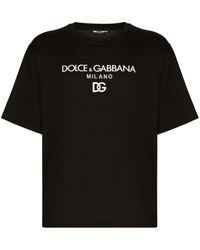 Dolce & Gabbana - Dg Embroidered T-Shirt With Lettering Logo Print - Lyst
