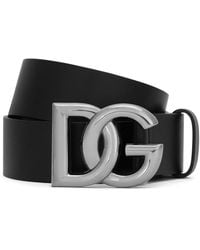 Dolce & Gabbana - Leather Belt With Logo - Lyst