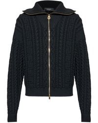 Versace - Zip-Up Cable-Knit Cardigan - Lyst